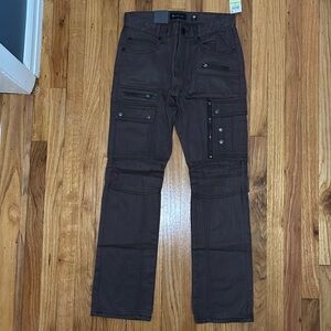 INC Cargo Denim Pants Men’s Sz 30 Straight Leg Zipper Snap Pockets Streetwear
